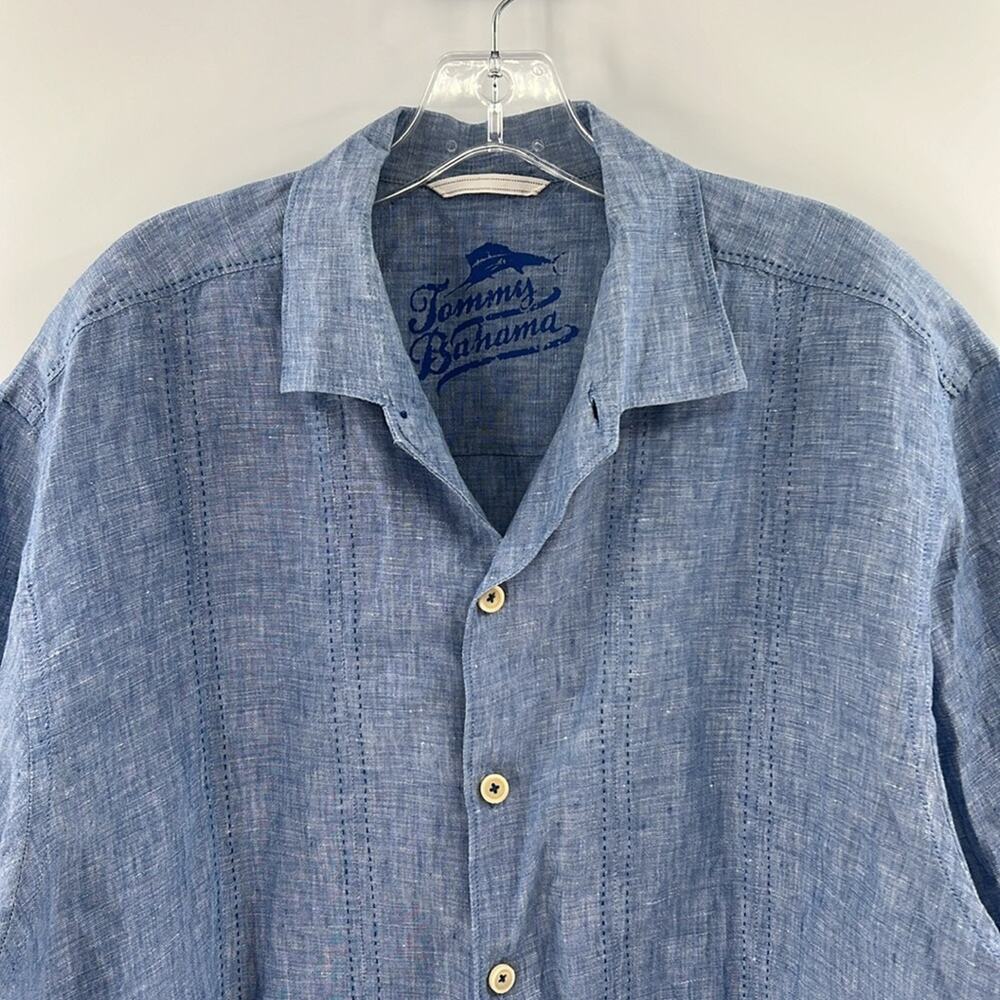 Tommy Bahama Men's Relax Short Sleeve 100% Linen Button Front Shirt - Chambray